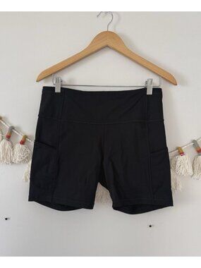 Lululemon Fast & Free Short 6” Black With Pockets Nulux Run Outdoor Size 10